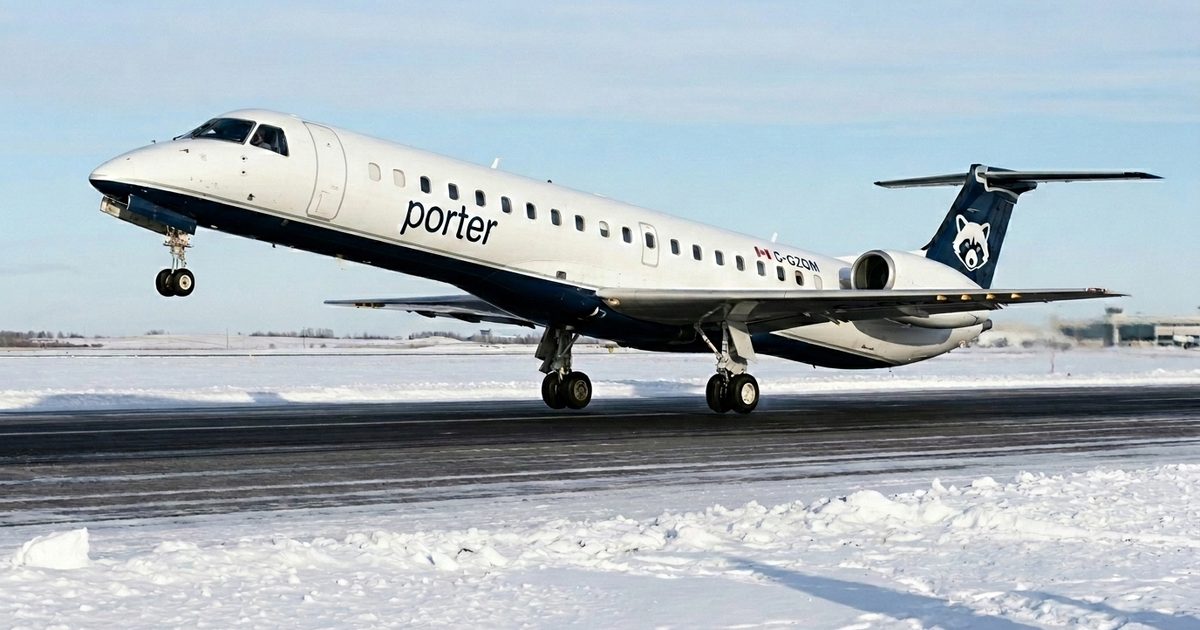 Passenger Spots Tire Separating From Porter E195-E2 During Takeoff at Edmonton