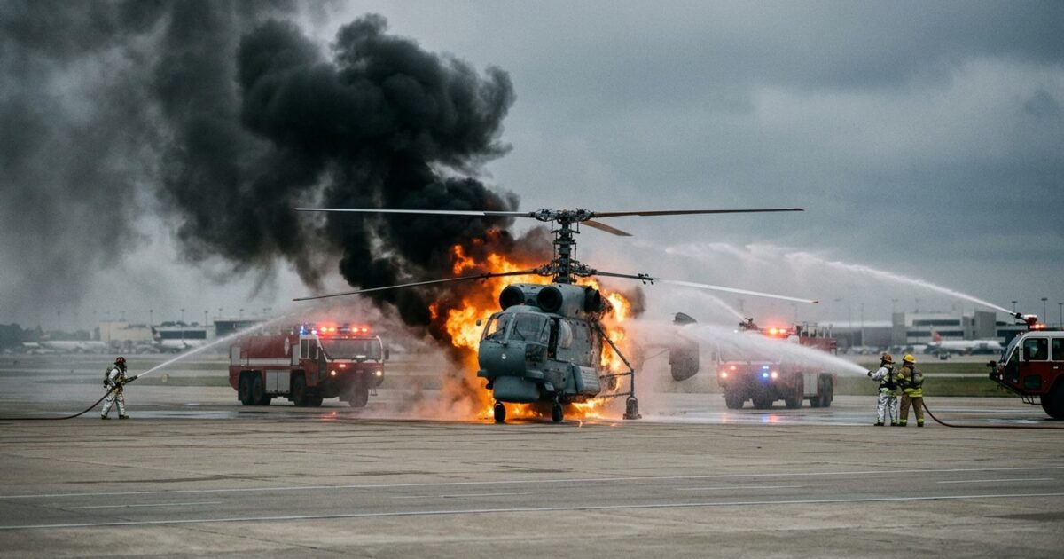 Helicopter Fire Shuts Down Runway at Malaysia’s Subang Airport, Diverting Eight Flights